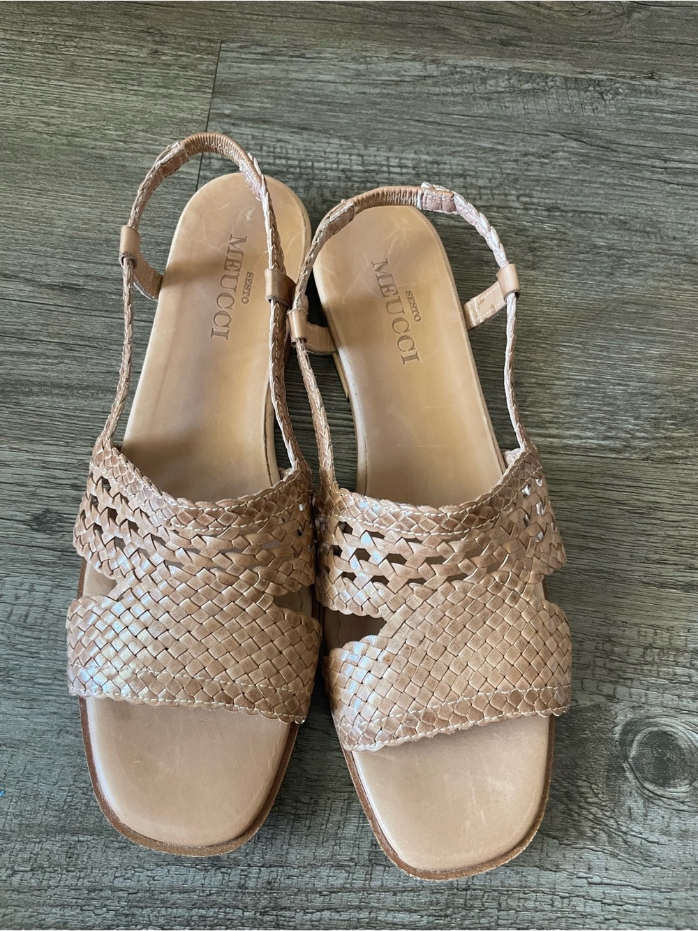 Sesto Meucci Woven Slingback Sandals in Light Tan - Picture 1 of 3